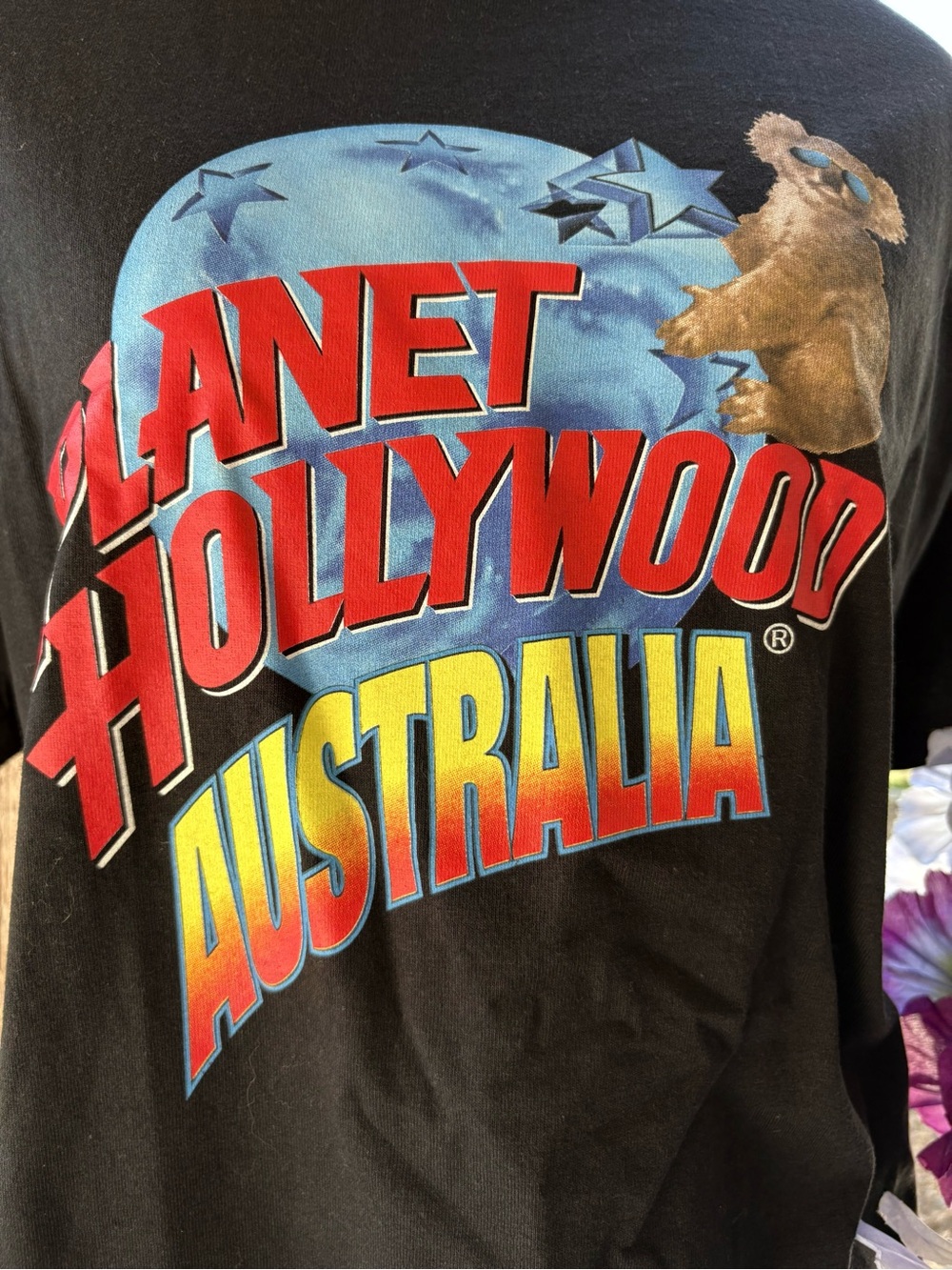 Vintage Planet Hollywood Australia Black Koala Bear Front Graphic Tee S - Picture 3 of 7